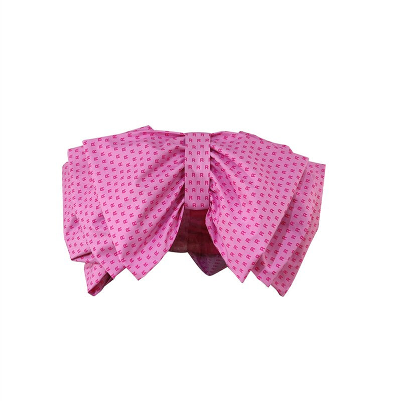 Summer Letter Print Big Bow Crop Top Elegant Women Sexy Strapless Layered Bowknot Backless Shirt Casual Clothing Party Tops