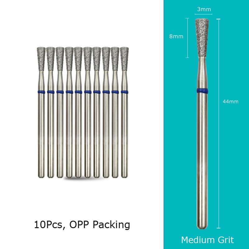 HYTOOS 10pcs/Set Nail Drill Bits Diamond Cutters for Manicure Cuticle Burr Milling Cutter for Pedicure Nails Accessories Tools N0308D-M(D)