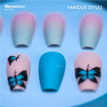 Navolution 24Pcs/Set DIY Manicure Wearable Fake Nails press on   Detachable Finished Fingernails Ballet Square Head Almond Short