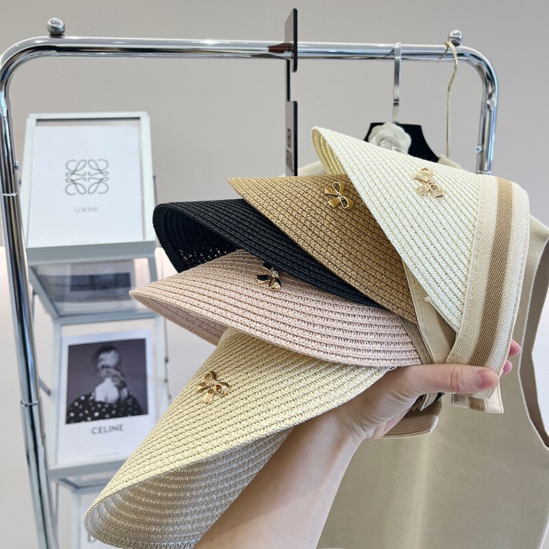 Empty Top Straw Hat Travel Sunshade Sun Hat Cap Trendy Superlite Beach Cap summer Wear Visor Cap For Womens