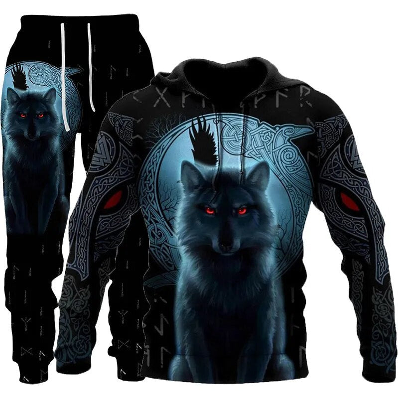 Autumn Men Clothing 3D Tiger All Over Printed Men Hoodies Sweatshirt Pants Tracksuit For Men Winter Sportswear Clothes Hoodies WT-0817--9