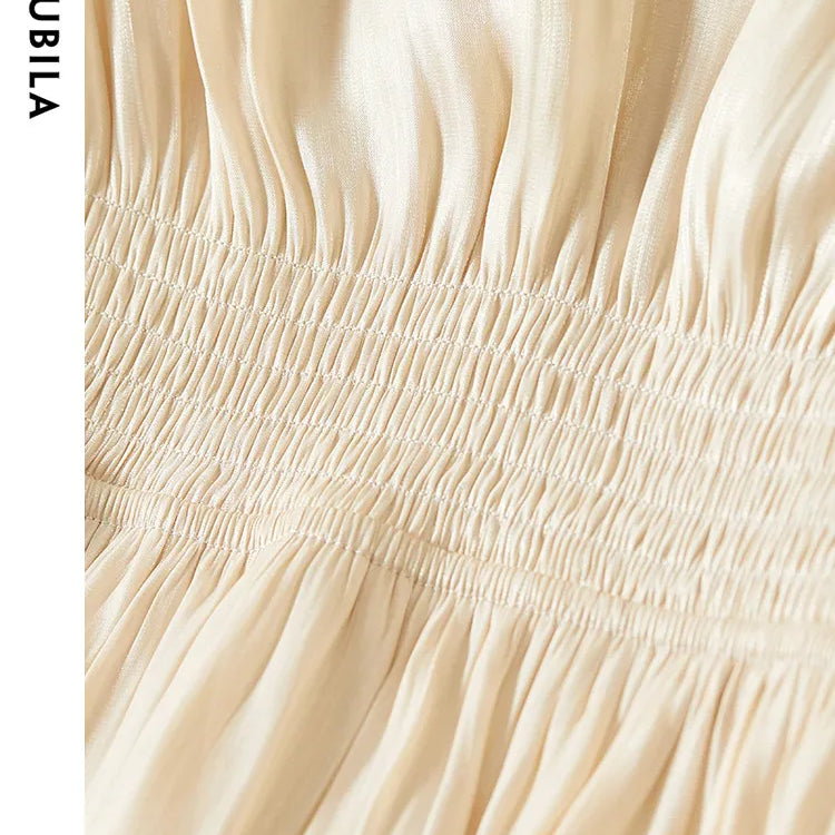 Vintage Elegant Dresses for Women Summer Fashion V-Neck Empire Puff Sleeves A-Line Long Dresses Women Clothing