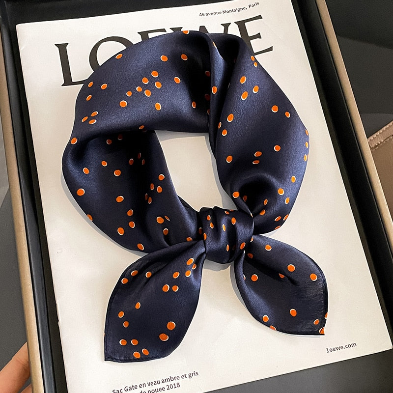 53cm Real Silk Nature Scarf Women Neckerchief Foulard Bandana Small Hairbands Fashion Floral Neck Ties for Office Lady New ZS-12 53x53cm