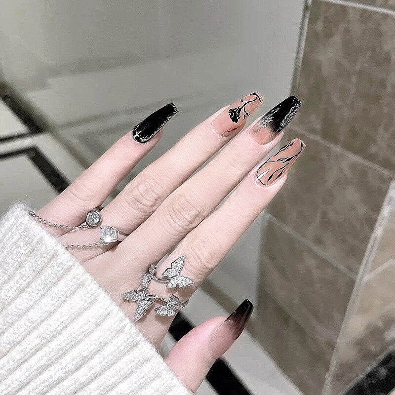 24Ps Childlike Fake Nails With Glue Cute Kawaii Personality Stick On Nails False Girls Short Press On Nail Art DIY Manicure Tool Nails With Glue Y28