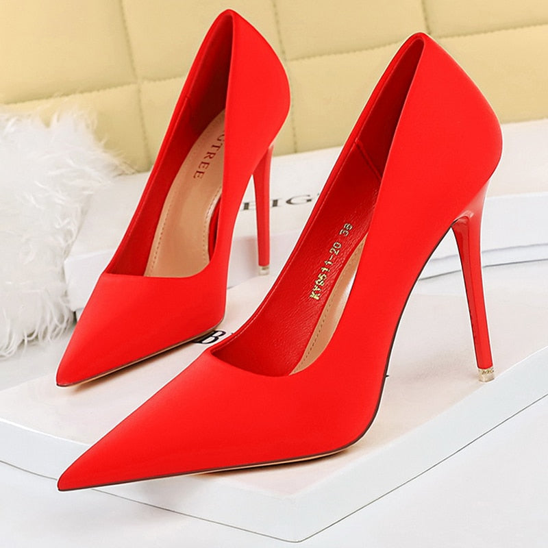 BIGTREE Shoes Satin Women Pumps New Purple High Heels Fashion Women Shoes Stiletto Luxury Noble Party Shoes Women Heels red-10.5cm