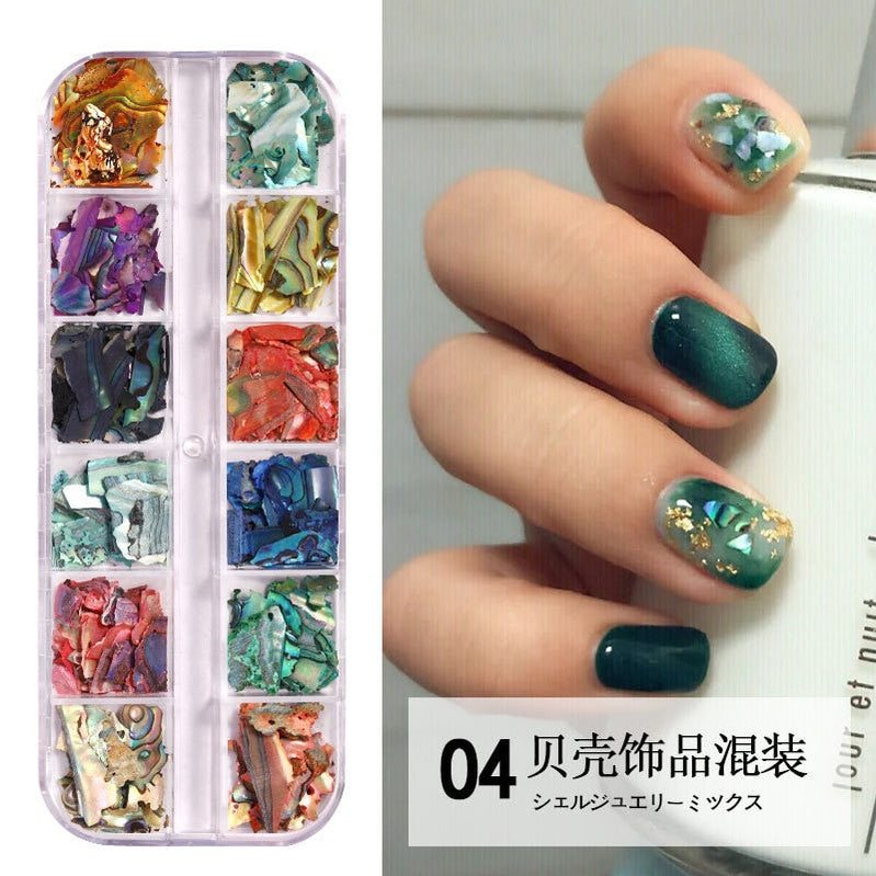 Nail Art Aurora Shell Flakes Abalone Nails Charms 3D Irregular Slice Shell Stone Sequins Nail Art Decoration Manicure Accessory