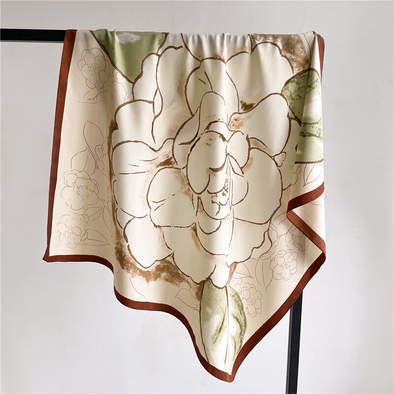 Fashion Print Printing Twill Silk Square Scarf for Women Hijab Muslim Headband Bandana Summer Shawl Beach Stoles Echarpe FN106-3