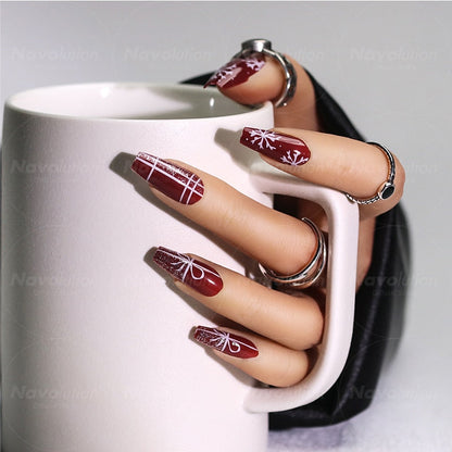 Navolution 24Pcs/Set DIY Manicure Wearable Fake Nails press on   Detachable Finished Fingernails Ballet Square Head Almond Short