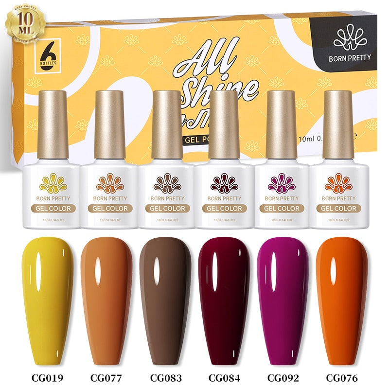 BORN PRETTY 6 Bottles 10ml Jelly Transparent Nail Gel Pink Nude Color Soak Off Gel Nail Polish for Manicure FallHotSale2