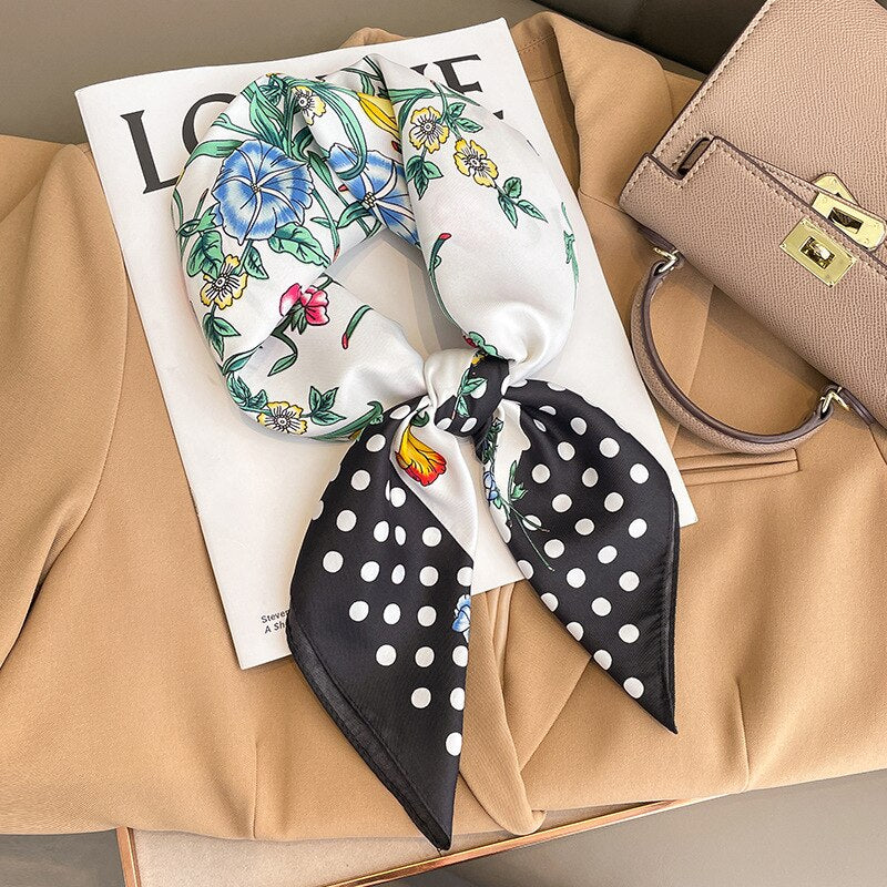 Luxury Silk Shawl Square Scarf for Women Satin Hijab Fashion Wraps Neckerchief Female Hair Bands Ribbon Headband Bandana 24