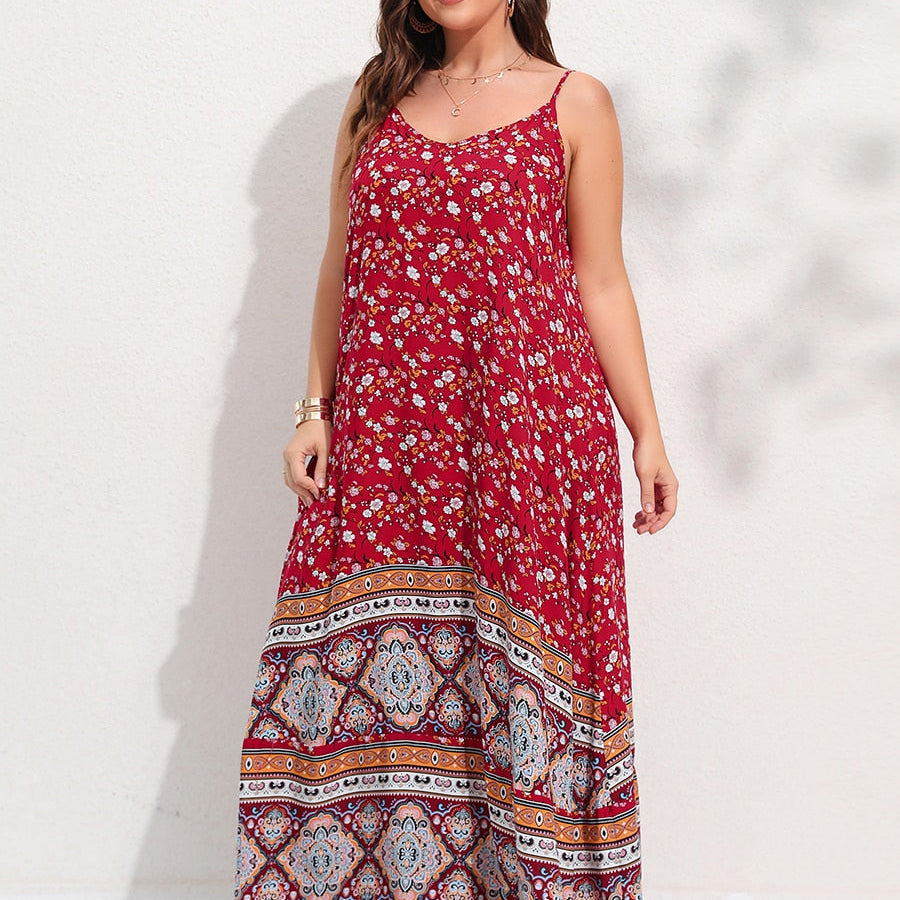 Finjani Women's Dress Plus Size Cami Dresses Summer Backless Maxi Dress Floral Print Formal Party Dresses 2023