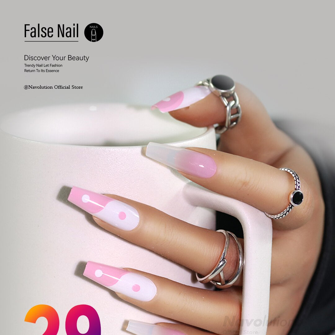 Navolution 24Pcs/Set DIY Manicure Wearable Fake Nails press on Detachable Finished Fingernails Ballet Square Head Almond Short 29