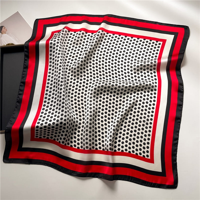 Fashion Wraps Satin Hijab Luxury Square Scarf for Women Hair Bands Ribbon Headband Silk Shawl Neckerchief Female Bandana FJ717-3