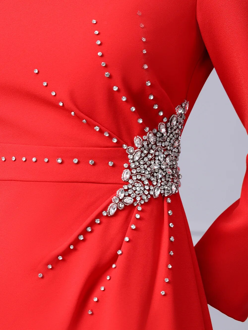 Autumn Luxury Diamonds Party Formal Occasion Dresses for Women Elegant Christmas Red Cocktail Vestidos Fiesta Robe