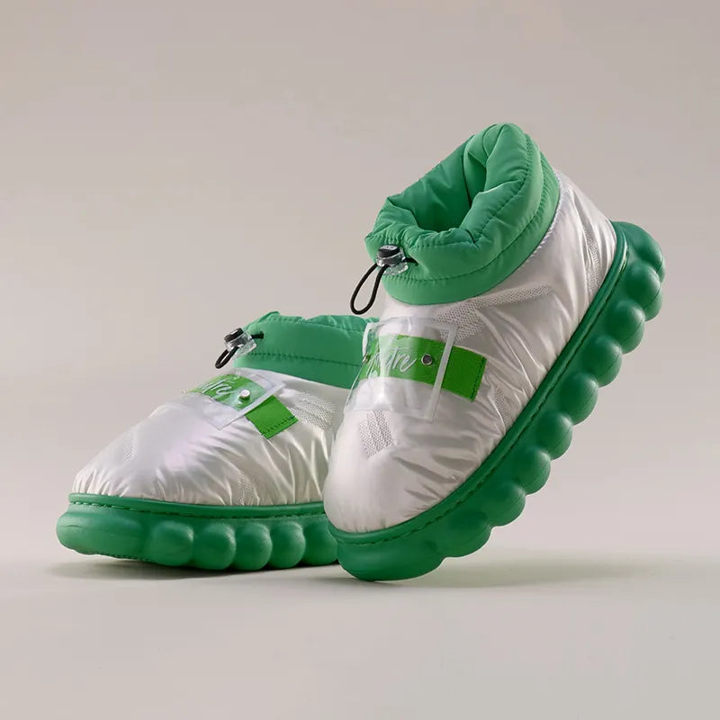 Ankle Boot Woman Winter Platform Warm Fur Shoes for Female Rainproof Cloth Comfortable Soft Plush Chunky Women's Snow Boot Army Green