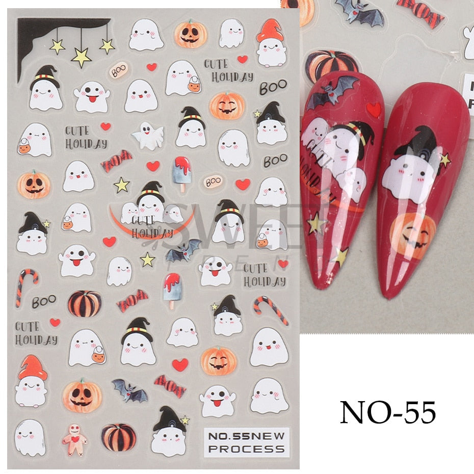 Snow Bird Winter Autumn Nail Art Stickers Maple Leaf Cotton Flower Fall Design Line Adhesive Sliders Manicure Decoration JINO-48 NO-55