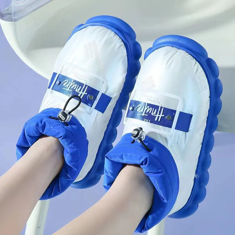 Ankle Boot Woman Winter Platform Warm Fur Shoes for Female Rainproof Cloth Comfortable Soft Plush Chunky Women's Snow Boot Blue