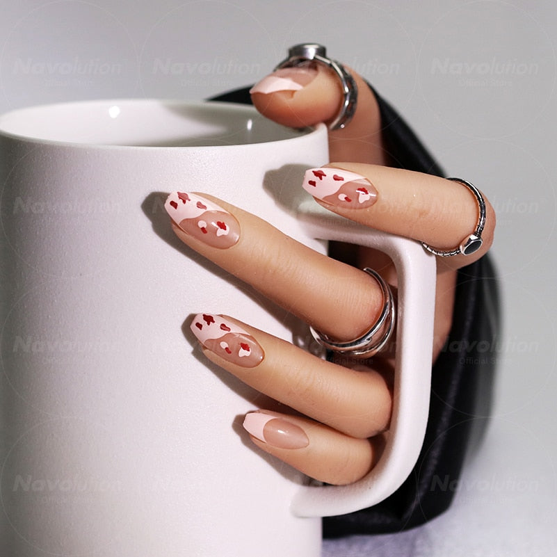 Navolution 24Pcs/Set DIY Manicure Wearable Fake Nails press on Detachable Finished Fingernails Ballet Square Head Almond Short 32