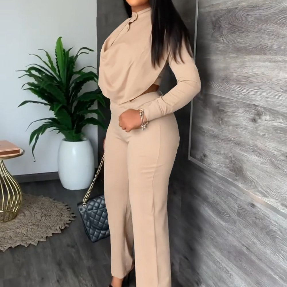Elegant Fall Two Piece Sets Women Outfits Crop Top Office Lady Suits Plus Size Clothing 2 Piece Loungewear for Women