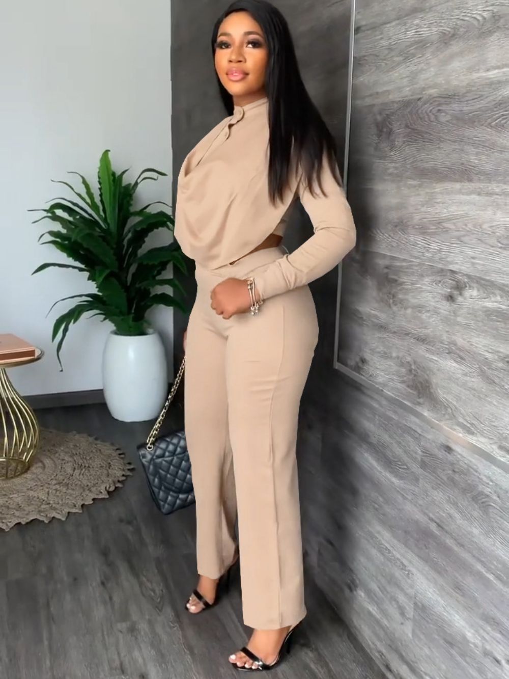 Elegant Fall Two Piece Sets Women Outfits Crop Top Office Lady Suits Plus Size Clothing 2 Piece Loungewear for Women