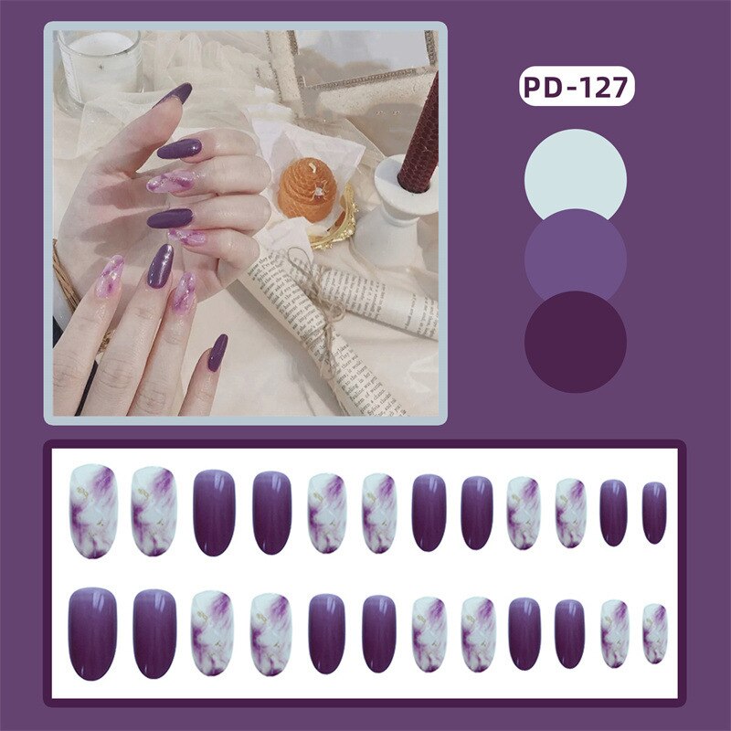 24pcs Lemon Short Wear Tips Nail False Patch Press on Nails Supplies for Professionals Artifical Fake Nails Faux Ongles Uñas PD-127-Fake Nails Ar