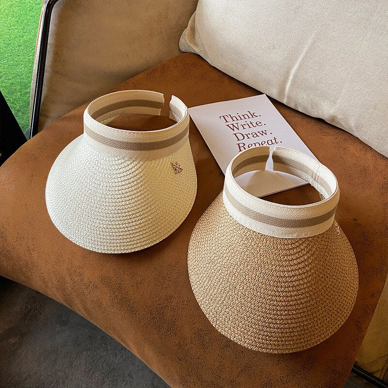 Empty Top Straw Hat Travel Sunshade Sun Hat Cap Trendy Superlite Beach Cap summer Wear Visor Cap For Womens