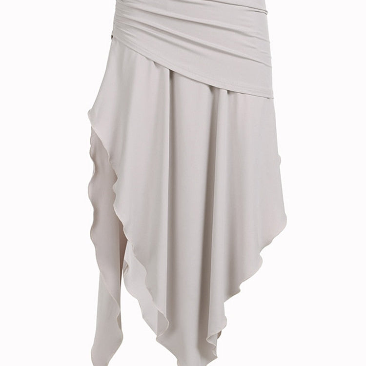 Weekeep Drawstring Split Loose Long Skirt Casual Folds Low Rise Midi Skirts For Women Summer Streetwear Clothing Ladies Elegant