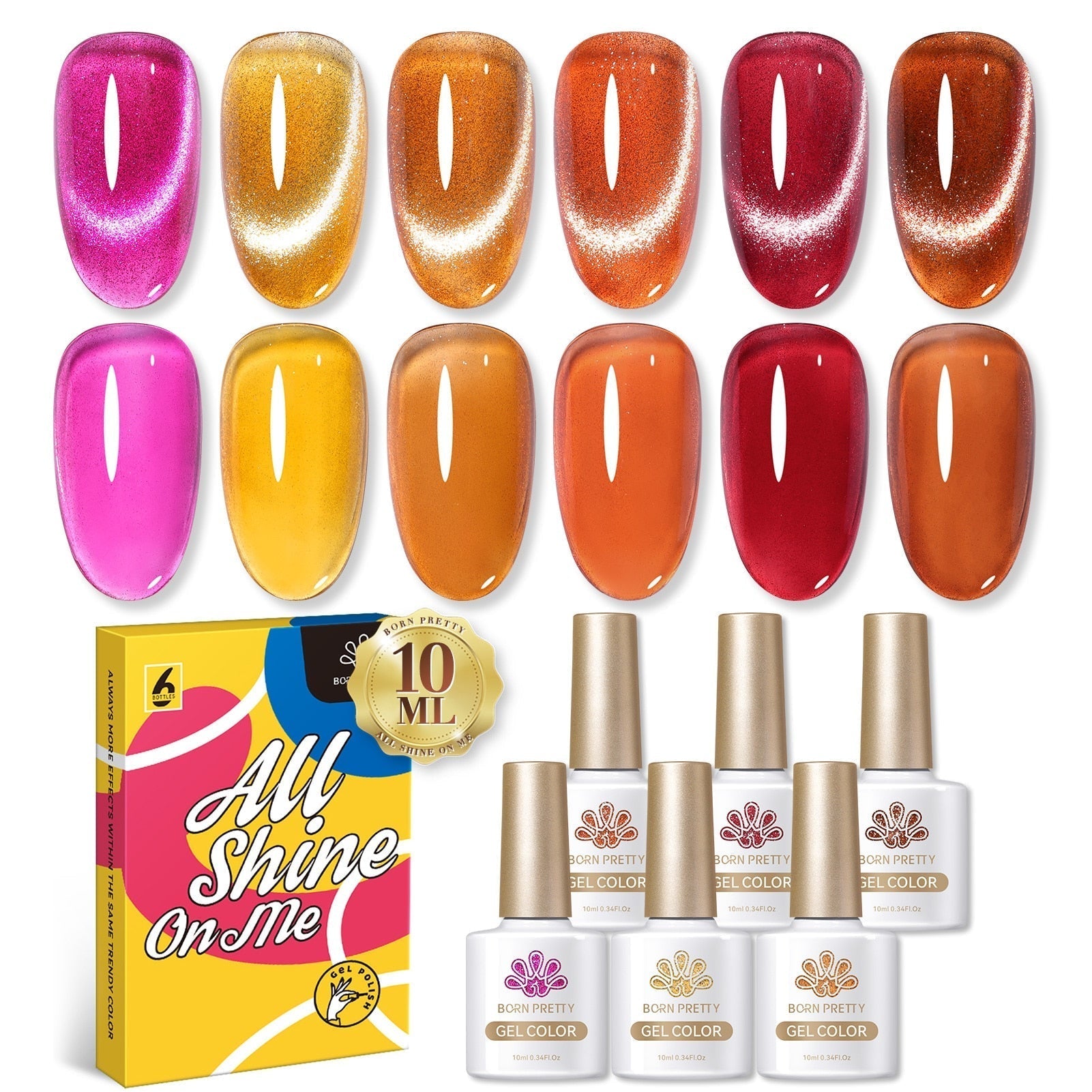 BORN PRETTY 6 Bottles 10ml Jelly Transparent Nail Gel Pink Nude Color Soak Off Gel Nail Polish for Manicure 55841