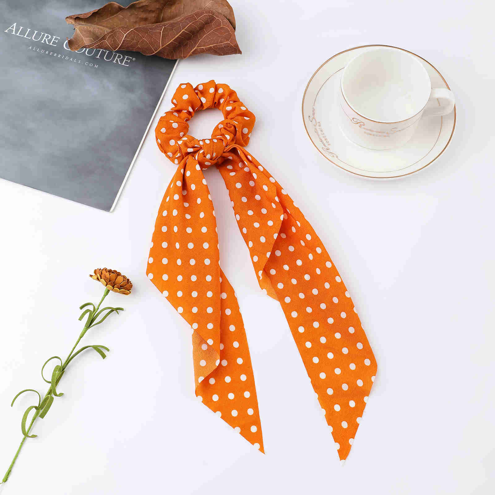 Fashion Print Chiffon Long Ribbon Scrunchies Women Girls Ponytail Scarf Elastic Hair Bands Ties Hair Accessories Wholesale 14