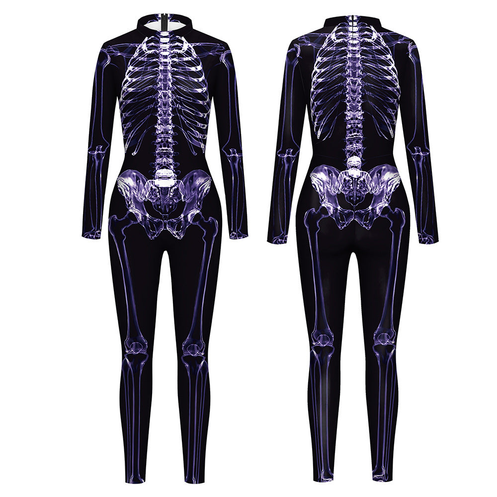 Halloween Funny Skeleton 3d Printed Stage Costume Jumpsuit