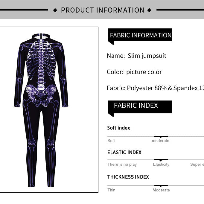 Halloween Funny Skeleton 3d Printed Stage Costume Jumpsuit