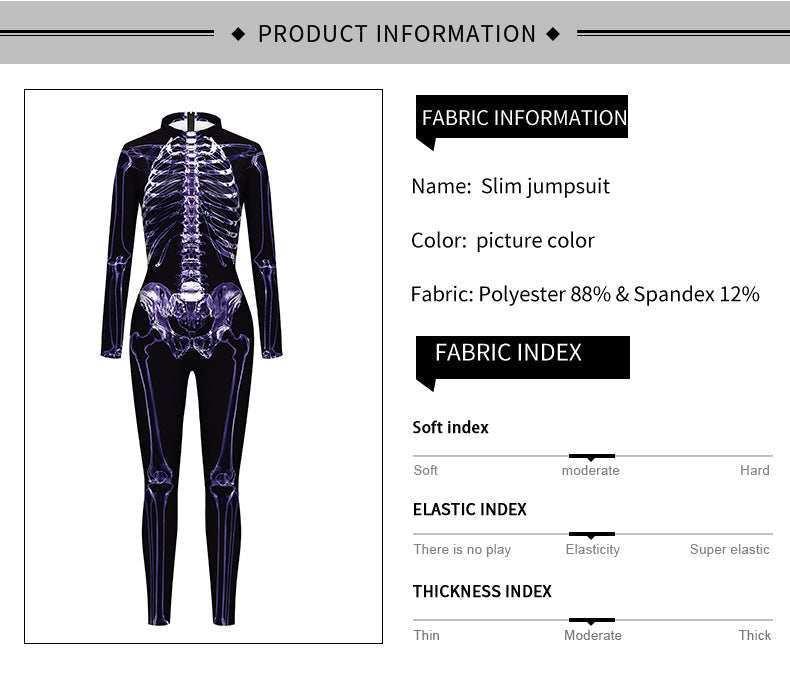 Halloween Funny Skeleton 3d Printed Stage Costume Jumpsuit